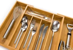 Budu Uitschuifbare Bamboe Bestekbak #33,5 (33,5 Cm Diep) - Bestekcassette Hout - Besteklade - 33,5 X 28 - 45 Cm - 5/7 Vakken -Merkloos Verkoopwinkel 1200x828