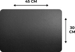 Placemat - Placemats Kunststof - Lederen Structuur - Zwart Wit - 45x30 Cm - 6 Stuks - Hittebestendig - Anti-Slip - Onderlegger - Afneembaar -Merkloos Verkoopwinkel 1200x830 11