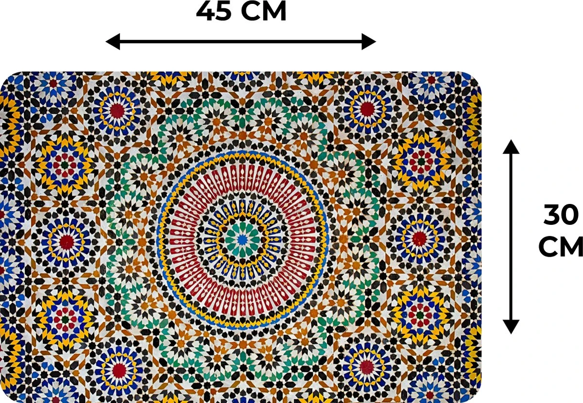Placemat - Placemats Kunststof - Een Bovenaanzicht Van Marokkaans Mozaïek - 45x30 Cm - 6 Stuks - Hittebestendig - Anti-Slip - Onderlegger - Afneembaar 6 Placemat - Placemats Kunststof - Een Bovenaanzicht Van Marokkaans Mozaïek - 45x30 Cm - 6 Stuks - Hittebestendig - Anti-Slip - Onderlegger - Afneembaar - Afbeelding 6