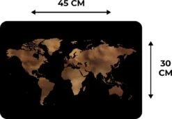 Placemat - Placemats Kunststof - Wereldkaart - Bruin - Zwart - 45x30 Cm - 6 Stuks - Hittebestendig - Anti-Slip - Onderlegger - Afneembaar -Merkloos Verkoopwinkel 1200x830 5