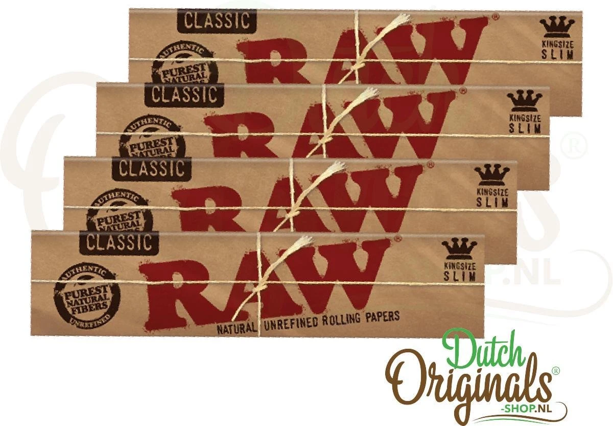 RAW Classic King Size Slim Vloei - Lange Vloei - Vloeipapier - Rolling Paper (Smoking) - 4 Stuks 1 RAW Classic King Size Slim Vloei - Lange Vloei - Vloeipapier - Rolling Paper (Smoking) - 4 Stuks