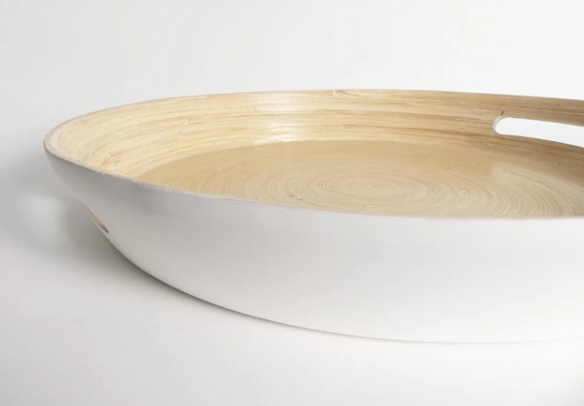 Dienblad/serveerblad Rond D42 Cm Bamboe Wit Met Handvaten - Serveerbladen, Dienbladen & Keukenbenodigdheden 2 Dienblad/serveerblad Rond D42 Cm Bamboe Wit Met Handvaten - Serveerbladen, Dienbladen & Keukenbenodigdheden - Afbeelding 2