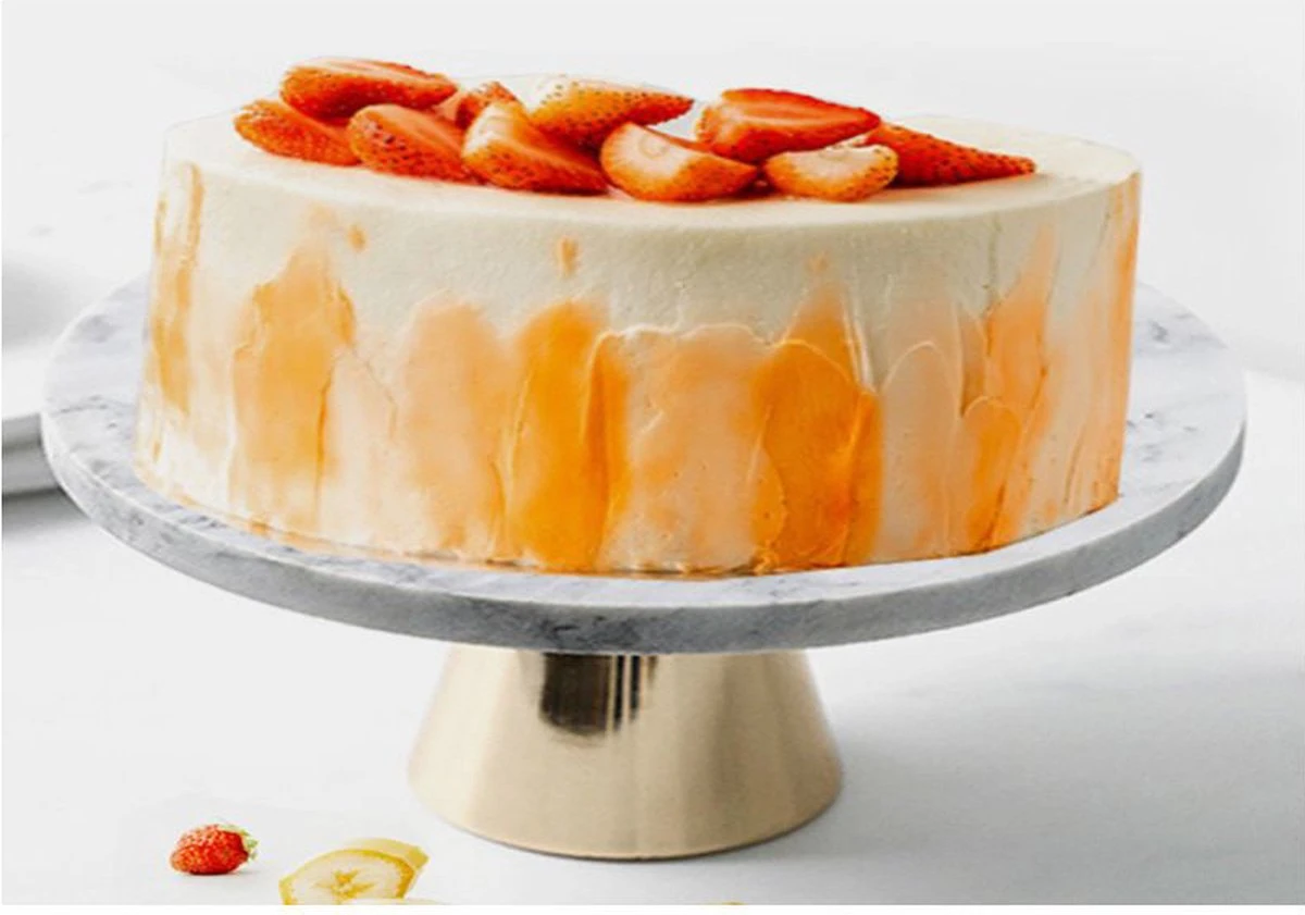 Ronde Cake Stand Plateau Marble Cake Display Ø 30 Cm-wit 2 Ronde Cake Stand Plateau Marble Cake Display Ø 30 Cm-wit - Afbeelding 2