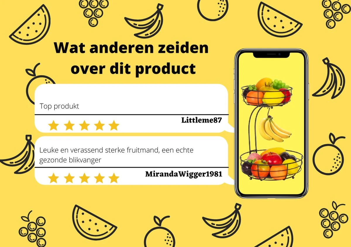 Tranic Fruitschaal - Fruitmand - Zwart Metaal - Etagere - Keuken Organizer 9 Tranic Fruitschaal - Fruitmand - Zwart Metaal - Etagere - Keuken Organizer - Afbeelding 9