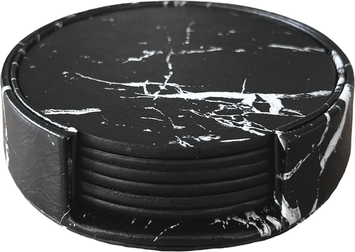 Onderzetter Voor Glazen - Onderzettersset - Drink Onderzetters - Marmer Look - Set Van 6 - SEVEND® 1 Onderzetter Voor Glazen - Onderzettersset - Drink Onderzetters - Marmer Look - Set Van 6 - SEVEND®