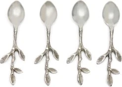 Riviera Maison Thee Lepels - Lovely Leaf Spoon - Zilver - Set 4 Stuks