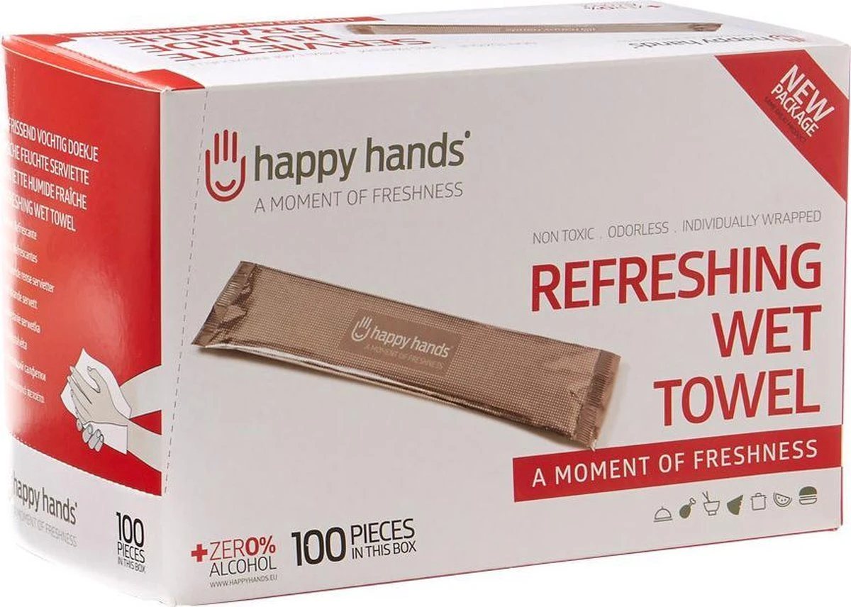 Happy Hands™ Vochtige Doekjes - Katoen - Wit - 100 Stuks 1 Happy Hands™ Vochtige Doekjes - Katoen - Wit - 100 Stuks