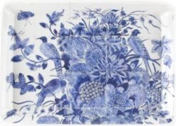 Dienblaadje, Mini 21 X 14 Cm, Delfts Blauwe Vogels, Tegeltableau Rijksmuseum