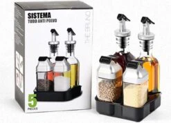 Merkloos Decopatent® Olie En Azijnstel SET Met RVS Schenktuit In Houder - Inhoud 1x Oliefles 1x Azijnfles Van Glas & 2x Specerijen Potjes -Merkloos Verkoopwinkel 1200x866 8