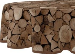 Tafelzeil Rond Hout Bruin - 160 Cm