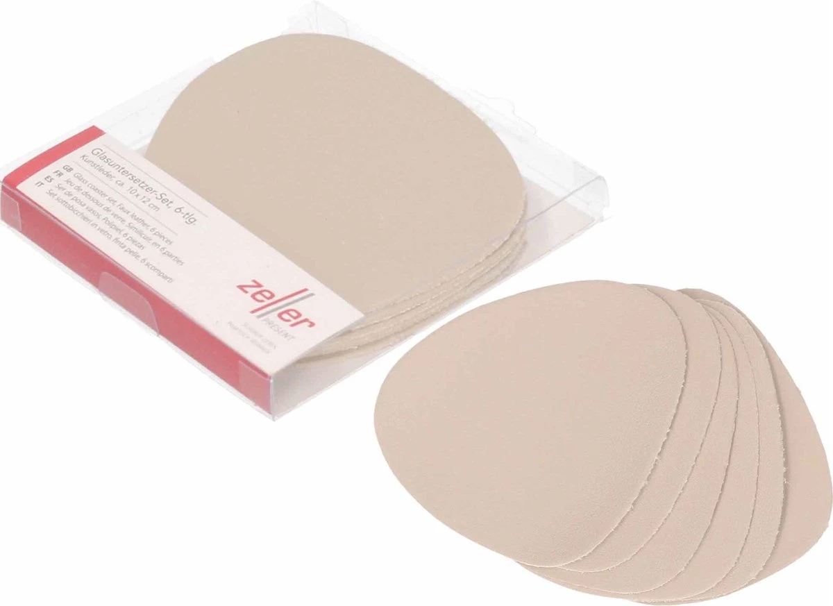 6x Lederlook Glazenonderzetters Creme 10 X 12 Cm - Zeller - Keukenbenodigdheden - Tafeldecoratie - Glas/beker Onderzetters Van Kunstleer 3 6x Lederlook Glazenonderzetters Creme 10 X 12 Cm - Zeller - Keukenbenodigdheden - Tafeldecoratie - Glas/beker Onderzetters Van Kunstleer - Afbeelding 3