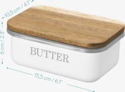 Navaris Botervloot Met Houten Deksel - Van Metaal In Wit - Met Siliconen Afdichtring - 15,5 X 10,5 X 6 Cm - Boterhouder Voor Boter En Ander Voedsel -Merkloos Verkoopwinkel 1200x878 7