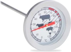 Relaxdays Vleesthermometer Analoog - Bbq Thermometer Rvs - Braadthermometer 20 Cm Barbecue
