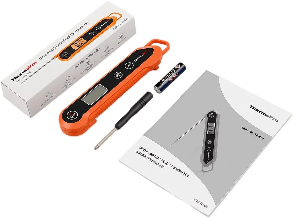 Thermo Pro Digitale Vleesthermometer TP-03H Voor Keuken En BBQ – Inklapbaar – Waterdicht - Kernthermometer – Suikerthermometer – Kookthermometer – Voedselthermometer 4 Thermo Pro Digitale Vleesthermometer TP-03H Voor Keuken En BBQ – Inklapbaar – Waterdicht - Kernthermometer – Suikerthermometer – Kookthermometer – Voedselthermometer - Afbeelding 4