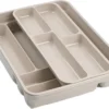 Bestekbak/bestekhouder Taupe 40 X 30 X 7 Cm - 2 Lagen - Keuken Opberg Accessoires