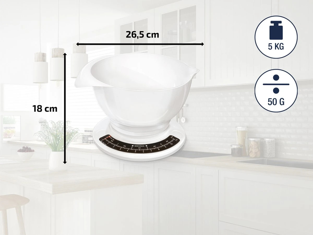 Soehnle Analoge Keukenweegschaal Culina Pro - Wit - Tot 5 Kg 3 Soehnle Analoge Keukenweegschaal Culina Pro - Wit - Tot 5 Kg - Afbeelding 3