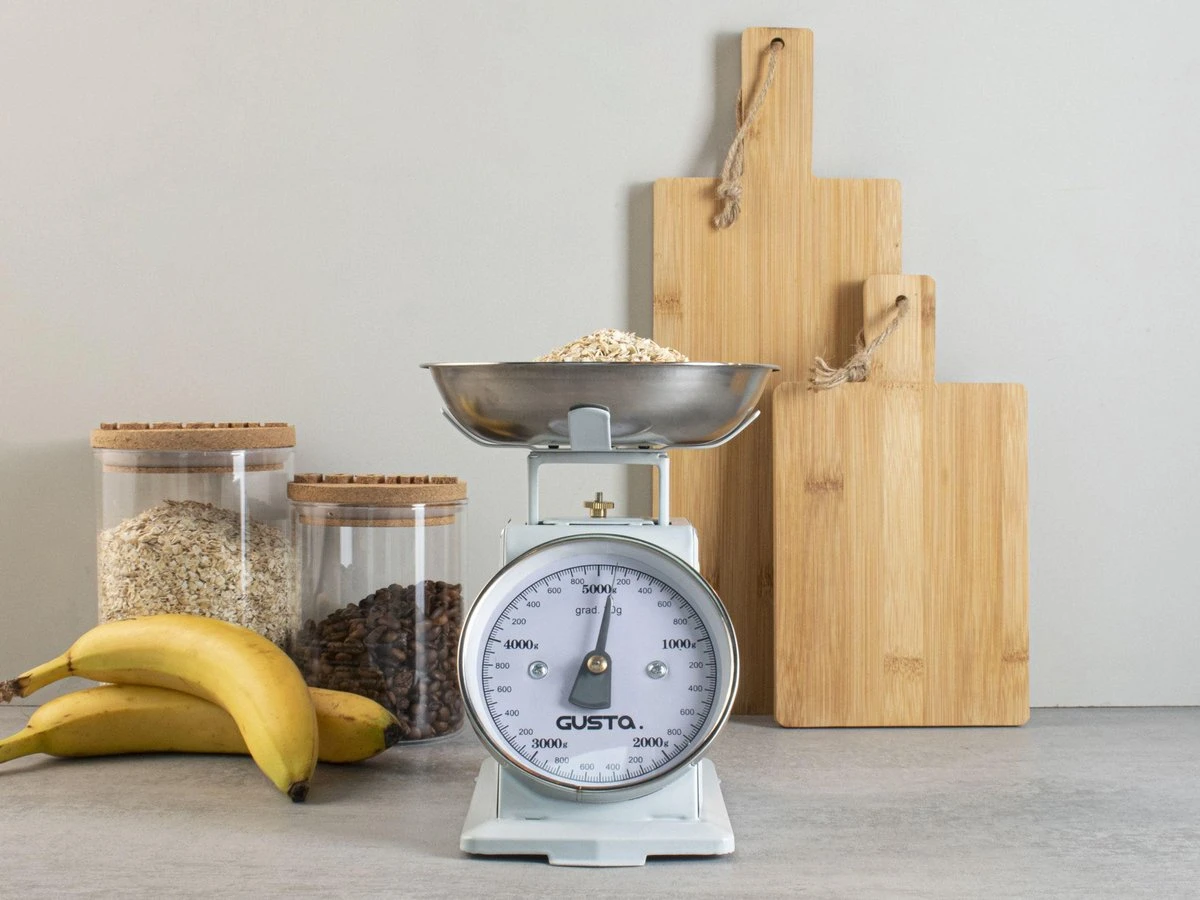 Gusta - Keukenweegschaal - Licht Blauw - Retro/Vintage - RVS - 19x14,5x16,5cm 3 Gusta - Keukenweegschaal - Licht Blauw - Retro/Vintage - RVS - 19x14,5x16,5cm - Afbeelding 3