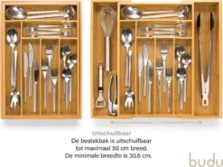 Budu Uitschuifbare Bamboe Bestekbak #45 (45 Cm Diep) - Bestekcassette Hout - Besteklade - 45 X 30,6 - 50 Cm - 6/8 Vakken -Merkloos Verkoopwinkel 1200x901