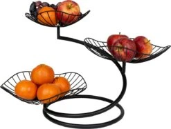 QUVIO Fruitschaal Etagère Drielaags - Fruitmand - Fruitschaal Zwart - Serveerschaal - Schalen - Presenteerbladen - Draadstaal - Staal - 26 X 50 X 33 Cm (lxbxh) - Zwart -Merkloos Verkoopwinkel 1200x910 5