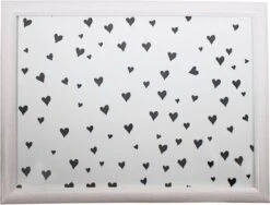 Mars&More - Schootkussen/laptray Hartjes Print 43 X 33 Cm - Schoottafel - Dienblad Voor Op Schoot Zwart Witte Hartjesprint