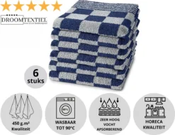 Droomtexiel® Horeca Kwaliteit Katoenen Theedoeken & Keukendoeken Set - 6x Theedoeken + 6x Keukendoeken - Blauw Wit - -Merkloos Verkoopwinkel 1200x924