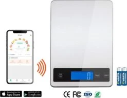 Hermanos® Digitale Precisie Keukenweegschaal - Weegschaal Keuken - 1 Gr Tot 15 Kg - Tarra Functie - Bluetooth Met Voedingsapp - Incl. Batterijen - RVS -Merkloos Verkoopwinkel 1200x927 4