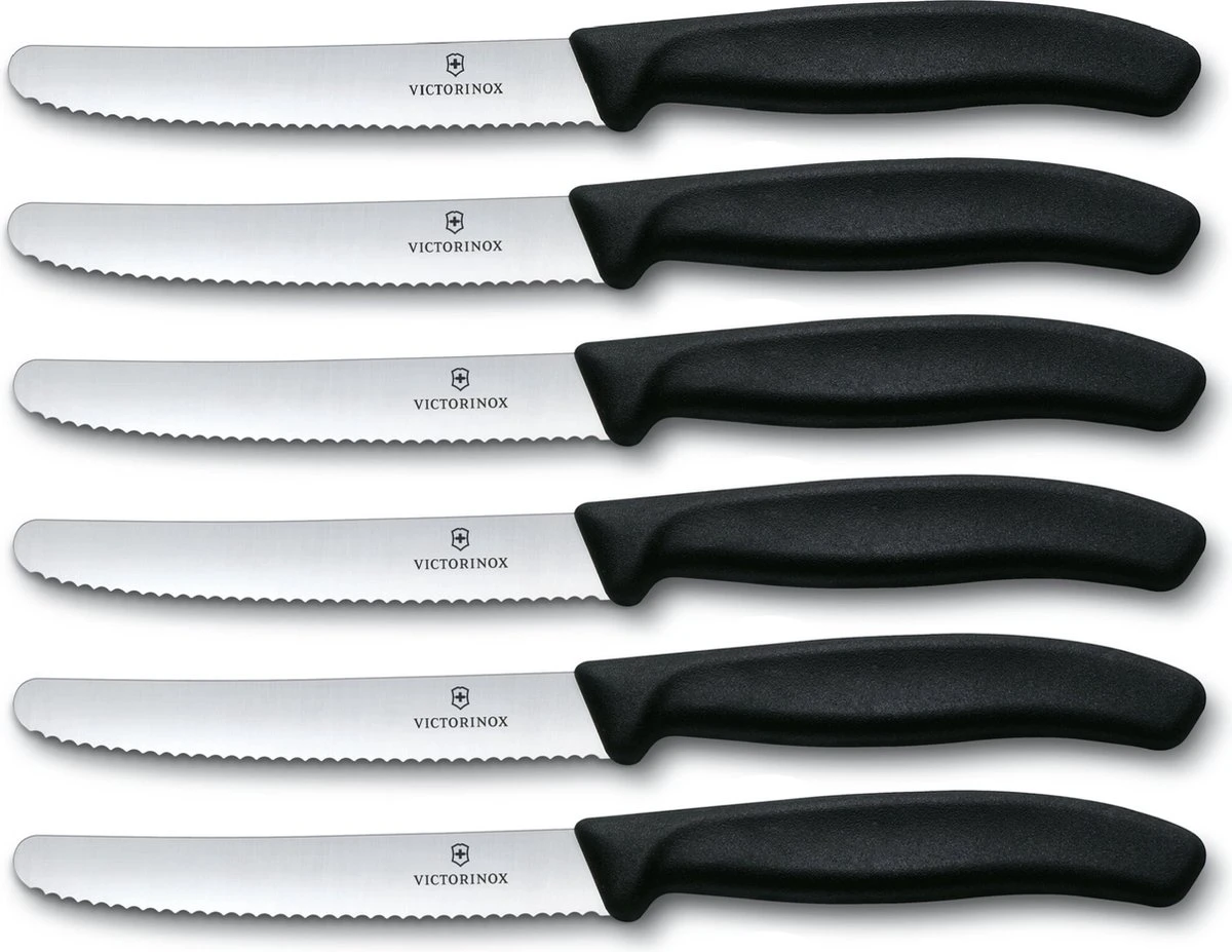 Victorinox Tafelmes 6 Stuks Zwart Krom Heft 7 Victorinox Tafelmes 6 Stuks Zwart Krom Heft - Afbeelding 7