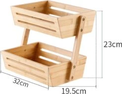 Merkloos Decopatent® 2 Laags Dubbele Fruitschaal - Bamboe Hout - Staande Fruitmand Etagere - Afm: 32 X 19.5 X 23 Cm. -Merkloos Verkoopwinkel 1200x928
