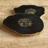 Luxe Epoxy Onderzetters Zwart/ Goud Met Gouden Rand - Handgemaakt - Uniek - Resin Art