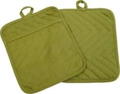 Roegaarden Pannenlappen - Pannenlap - 2 Stuks - Met Insteekvakken - Groen