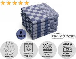 Droomtexiel® Horeca Kwaliteit Katoenen Theedoeken & Keukendoeken Set - 6x Theedoeken + 6x Keukendoeken - Blauw Wit - -Merkloos Verkoopwinkel 1200x944 1