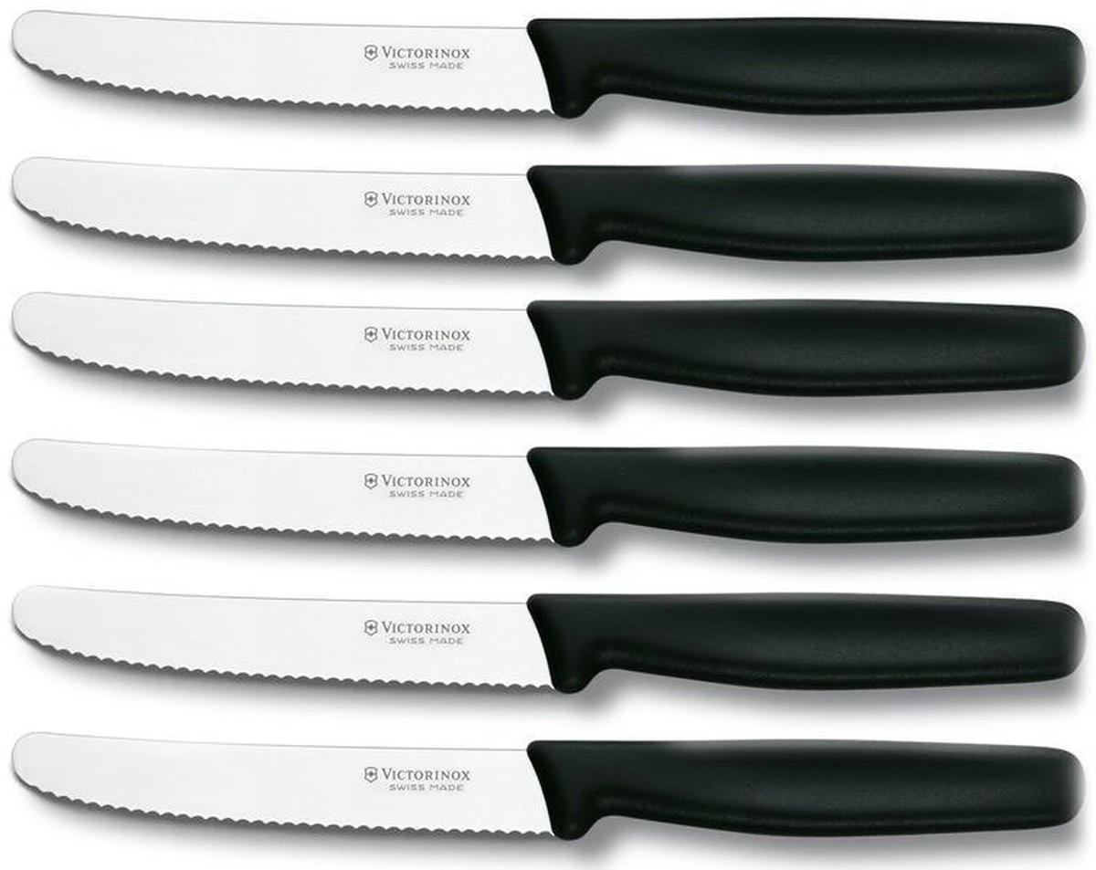 Victorinox Tafelmessen - 6-Delig - Zwart - Recht Heft 4 Victorinox Tafelmessen - 6-Delig - Zwart - Recht Heft - Afbeelding 4