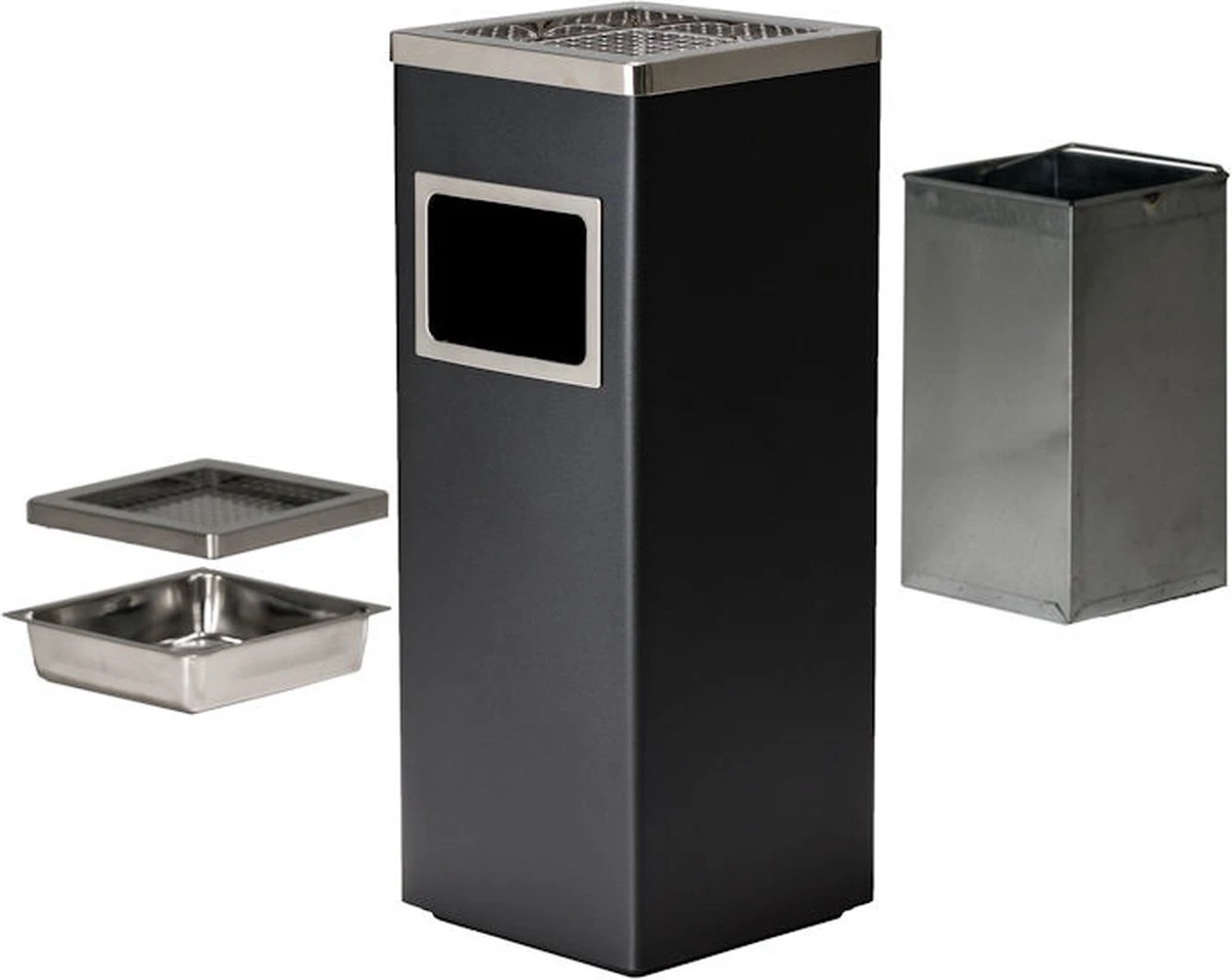 Merkloos Decopatent® Staande Asbak Met RVS Afvalbak - Asbak Voor Buiten - Vloerasbak - Buitenasbak Groot - Rookpaal - Asbakken - 30x24x62 4 Merkloos Decopatent® Staande Asbak Met RVS Afvalbak - Asbak Voor Buiten - Vloerasbak - Buitenasbak Groot - Rookpaal - Asbakken - 30x24x62 - Afbeelding 4