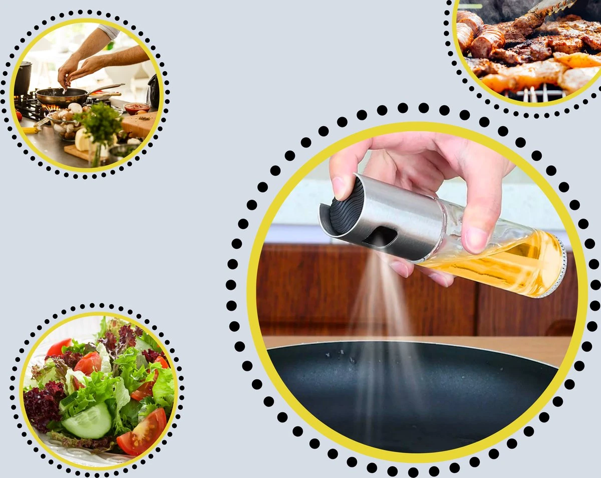 Merkloos Olijfolie Sprayer - Diffuser & Verstuiver - Glas & RVS - 100mL 3 Merkloos Olijfolie Sprayer - Diffuser & Verstuiver - Glas & RVS - 100mL - Afbeelding 3