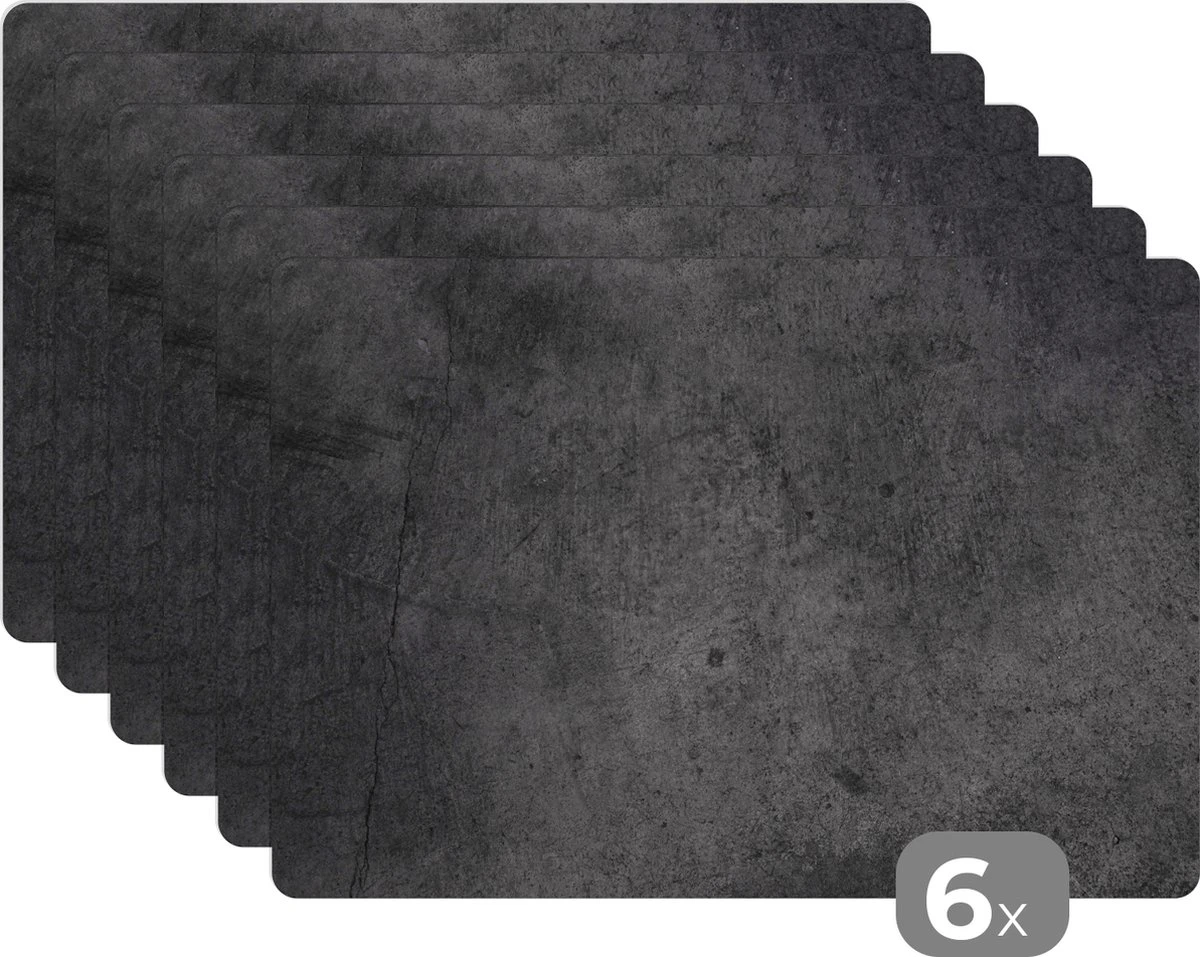 Placemat - Beton Design - Vintage - Zwart - Tafeldecoratie - Tafelbeschermer - Placemats - 6 Stuks - 45x30 Cm 1 Placemat - Beton Design - Vintage - Zwart - Tafeldecoratie - Tafelbeschermer - Placemats - 6 Stuks - 45x30 Cm