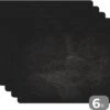 Placemat - Placemats Kunststof - Beton - Zwart - Industrieel - 45x30 Cm - 6 Stuks - Hittebestendig - Anti-Slip - Onderlegger - Afneembaar