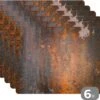 Placemat - Placemats Kunststof - Staal - Vintage - Roest - 45x30 Cm - 6 Stuks - Hittebestendig - Anti-Slip - Onderlegger - Afneembaar
