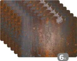Placemat - Placemats Kunststof - Staal - Vintage - Roest - 45x30 Cm - 6 Stuks - Hittebestendig - Anti-Slip - Onderlegger - Afneembaar -Merkloos Verkoopwinkel 1200x957 8