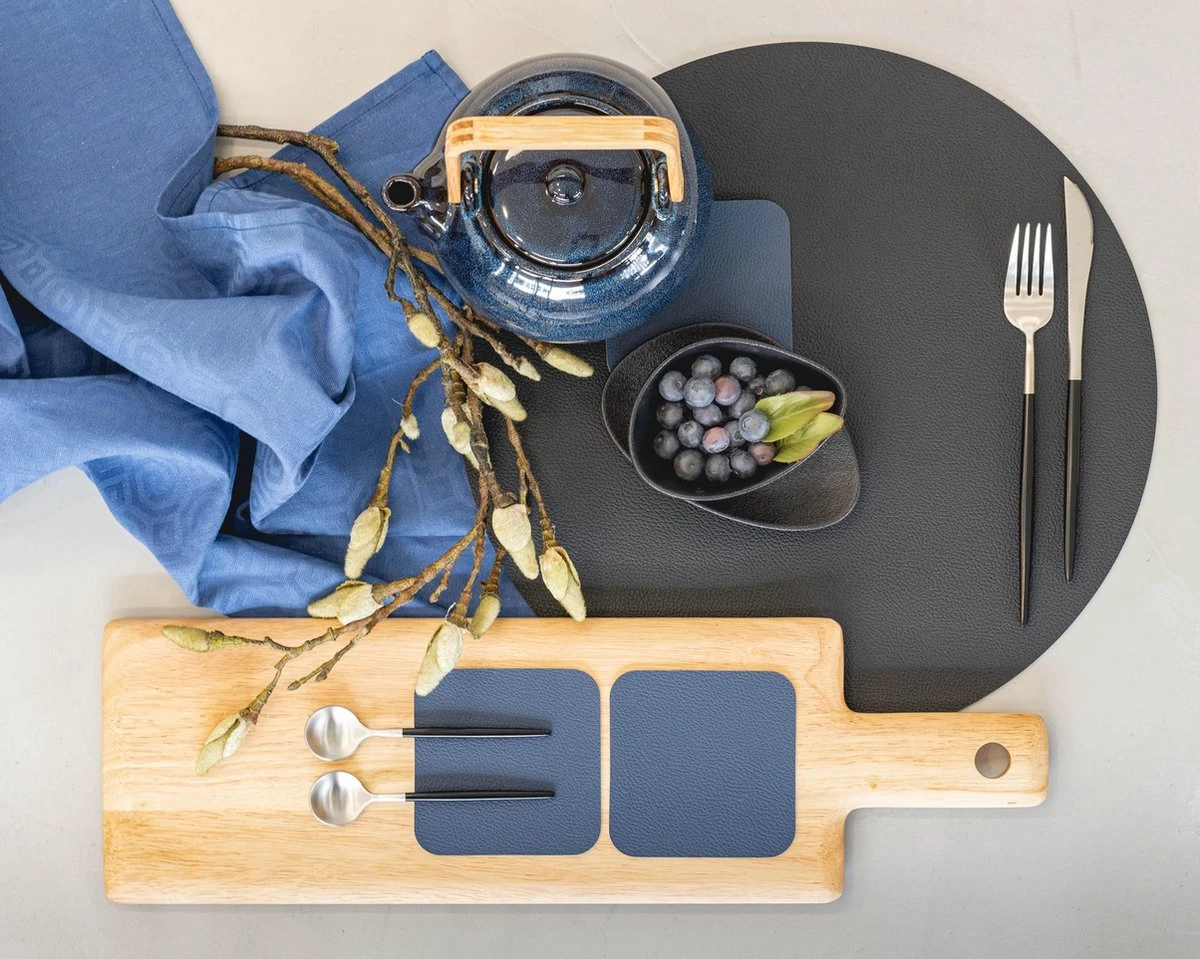 Jay Hill Placemats - Vegan Leer - Zwart - ø 38 Cm - 6 Stuks 2 Jay Hill Placemats - Vegan Leer - Zwart - ø 38 Cm - 6 Stuks - Afbeelding 2