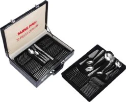 Swiss Pro+ Bestekset In Koffer-72 Delig-12 Persoons-Zwitsers Kwaliteit-Complete Set-100% Roestvrijstaal-Modern -Merkloos Verkoopwinkel 1200x967