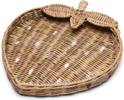 Riviera Maison Dienblad Aardbei Gevlochten, Serveerblad - Rustic Rattan Love For Strawberry Tray - Bruin - Rattan - 1 Stuk