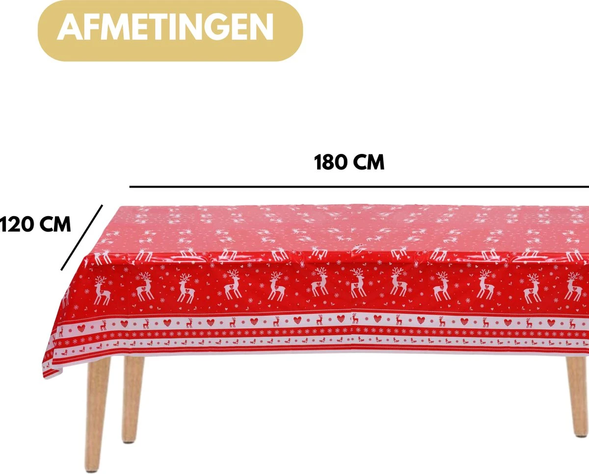 Pazzo Festa - Wegwerp Tafelkleed - 2 Stuks - Kerst - Rood Wit - Vlek & Geurvrij - Party's - 5 Pazzo Festa - Wegwerp Tafelkleed - 2 Stuks - Kerst - Rood Wit - Vlek & Geurvrij - Party's - - Afbeelding 5