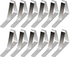 12 Stuks Luxe RVS Tafelkleed Klemmen Voor Tafels Tot 3.5cm Dikte, Tafellaken Houder, Tafelkleedgewicht, Tafel Accessoires