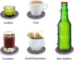 IBright Onderzetters Voor Glazen - Set Van 8 Met Houder - Rond - Bohemian - Oosterse - Mandala Design - Coasters -Merkloos Verkoopwinkel 1200x972 8