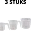 Orange85 Maatbeker - Set Van 3 - 1 Liter - 500ml - 250ml - Kunststof - Verschillende Maten