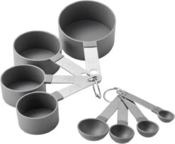 Merkloos SwissBex Maatbeker Set - Maatlepel - Wegen & Meten - 8 Delig - Kleur Grijs