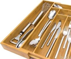 Budu Uitschuifbare Bamboe Bestekbak #45 (45 Cm Diep) - Bestekcassette Hout - Besteklade - 45 X 30,6 - 50 Cm - 6/8 Vakken -Merkloos Verkoopwinkel 1200x992