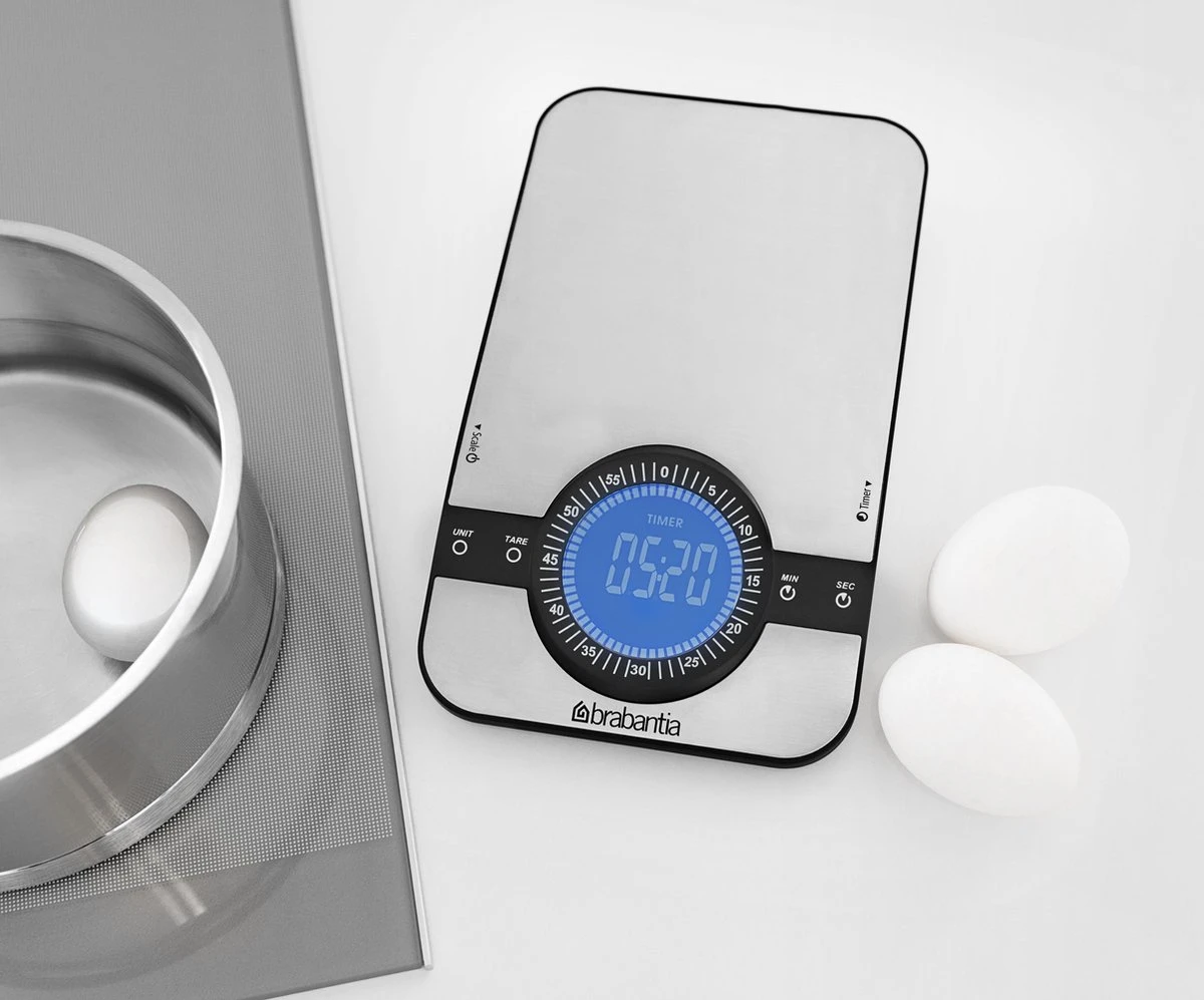 Brabantia Profile Keukenweegschaal - Rechthoekig - Met Kookwekker - RVS 5 Brabantia Profile Keukenweegschaal - Rechthoekig - Met Kookwekker - RVS - Afbeelding 5