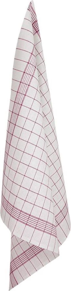 Treb Horecalinnen Glasdoeken 4 Stuks Wit Met Rode Lijnen 70x70cm - Treb Towels