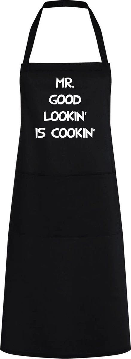 Roly Keukenschort Mr. Good Lookin' Is Cookin' - One Size - Zwart - Vaderdag Cadeau - Papa Cadeau - Cadeau Voor Hem - Cadeau Voor Vader - Keukenschort Met Tekst 1 Roly Keukenschort Mr. Good Lookin' Is Cookin' - One Size - Zwart - Vaderdag Cadeau - Papa Cadeau - Cadeau Voor Hem - Cadeau Voor Vader - Keukenschort Met Tekst